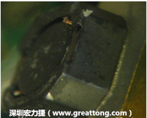 使用銀(Ag)鍍層的電源電感器(Power Inductors)，經(jīng)過推力測試后，零件端點(diǎn)上已經(jīng)看不到任何鍍層的痕跡了，所以其耐推力就比較小。