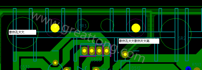 PCB設(shè)計中，散熱孔散熱片設(shè)計不當(dāng)，造成很多電源板斷裂