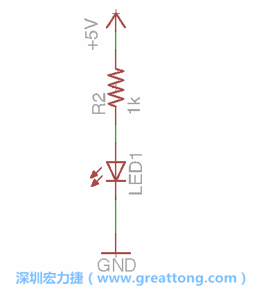 如圖所示放置一個(gè)開關(guān)（switch）、10K電阻器（10k resistor）和0.1μF的電容（0.1μF capacitor），并把開關(guān)的一端連到接地端上。