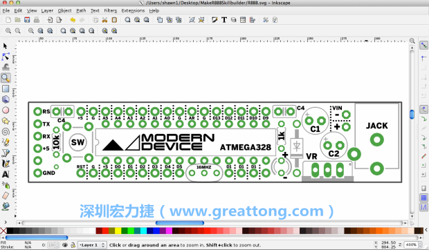 既然你有一個(gè)以電路板為背景的清晰影像了，使用向量工具將要絲印的圖像畫(huà)在上面吧，下面有一個(gè)例子。