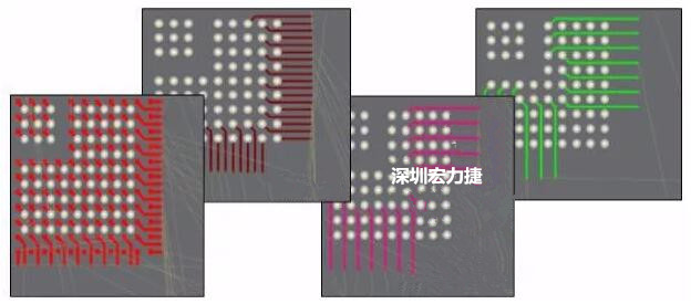 扇出及逃逸時(shí)布線是根據(jù)適用的設(shè)計(jì)規(guī)則來進(jìn)行的。