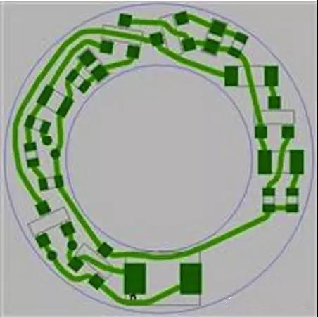 圖6：PCB布線例子：(a)拓?fù)涫阶詣?dòng)布線器(完成了100%導(dǎo)線的布線)；